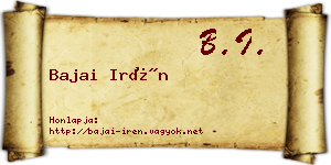 Bajai Irén névjegykártya